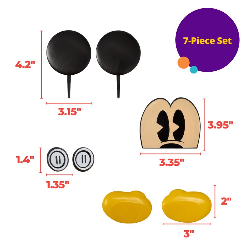 DecoPac DecoSet Disney Mickey Mouse Cake Topper, 7-Piece Topper Set with Ears, Eyes, Buttons and Shoes, Made of Food-Safe Plastic - Image 5